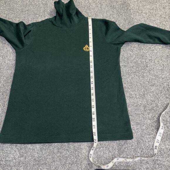 Lauren Ralph Lauren Women's Small Dark Green Turtleneck Top Classic Logo Preppy - Picture 5 of 6